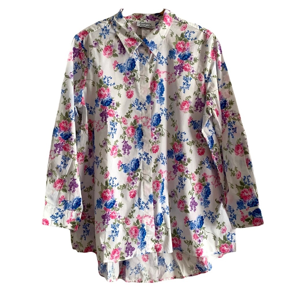 Anthony Richards 100% Cotton Floral Long Sleeve Button Down Shirt Size 1…